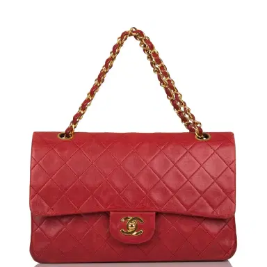 Chanel Chanel Vintage Red Quilted Lambskin Medium Classic Double Flap Bag Gold Hardware (Preloved - Very Good) | Thumbnail 7 Chanel Chanel Vintage Red Quilted Lambskin Medium Classic Double Flap Bag Gold Hardware (Preloved - Very Good) | Thumbnail 7