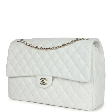 Chanel Chanel XXL Flap Bag White Shiny Caviar Light Gold Hardware | Thumbnail 5 Chanel Chanel XXL Flap Bag White Shiny Caviar Light Gold Hardware | Thumbnail 5