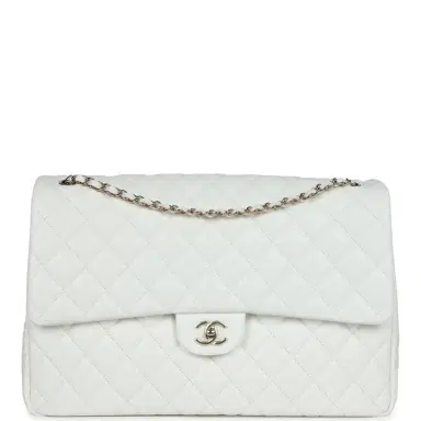 Chanel Chanel XXL Flap Bag White Shiny Caviar Light Gold Hardware | Thumbnail 1 Chanel Chanel XXL Flap Bag White Shiny Caviar Light Gold Hardware | Thumbnail 1