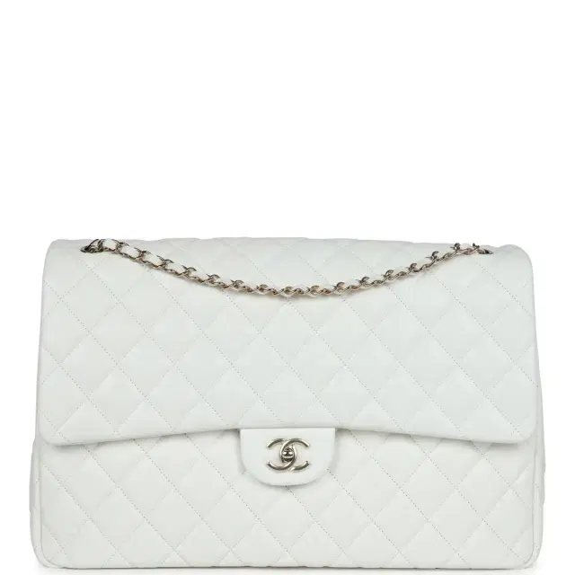 Chanel Chanel XXL Flap Bag White Shiny Caviar Light Gold Hardware