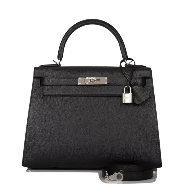 hermes Hermes Black Epsom Sellier Kelly 28cm Palladium Hardware