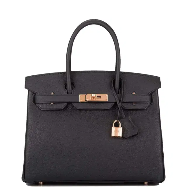 hermes Hermes Black Togo Birkin 30cm Rose Gold Hardware