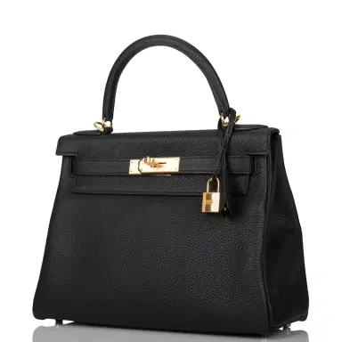 HERMÈS Hermes Black Togo Retourne Kelly 28cm Gold Hardware | Thumbnail 5