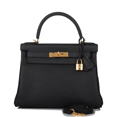 HERMÈS Hermes Black Togo Retourne Kelly 28cm Gold Hardware | Thumbnail 1