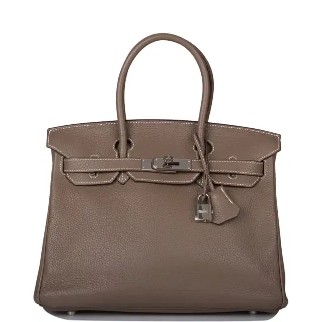 hermes Hermes Etoupe Togo Birkin 30cm Palladium Hardware (Preloved - Excellent)