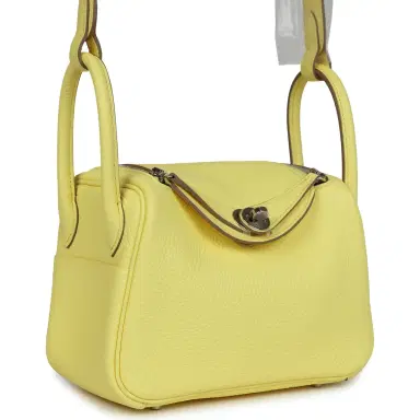 HERMÈS Hermes Mini Lindy Limoncello Clemence Palladium Hardware | Thumbnail 2 HERMÈS Hermes Mini Lindy Limoncello Clemence Palladium Hardware | Thumbnail 2