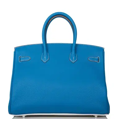 HERMÈS Hermes Mykonos and White Clemence Eclat Birkin 35cm Palladium Hardware | Thumbnail 4 HERMÈS Hermes Mykonos and White Clemence Eclat Birkin 35cm Palladium Hardware | Thumbnail 4