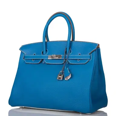 HERMÈS Hermes Mykonos and White Clemence Eclat Birkin 35cm Palladium Hardware | Thumbnail 5 HERMÈS Hermes Mykonos and White Clemence Eclat Birkin 35cm Palladium Hardware | Thumbnail 5