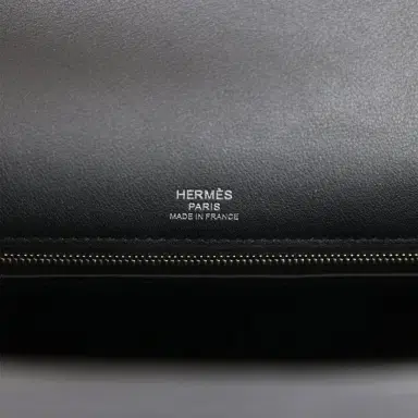HERMÈS Hermes Quadrille Kelly Sellier 28 Black Toile and Swift Palladium Hardware | Thumbnail 8