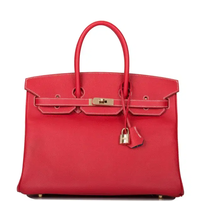 hermes Hermes Rouge Casaque Epsom Bi-Color Candy Birkin 35cm Permabrass Hardware