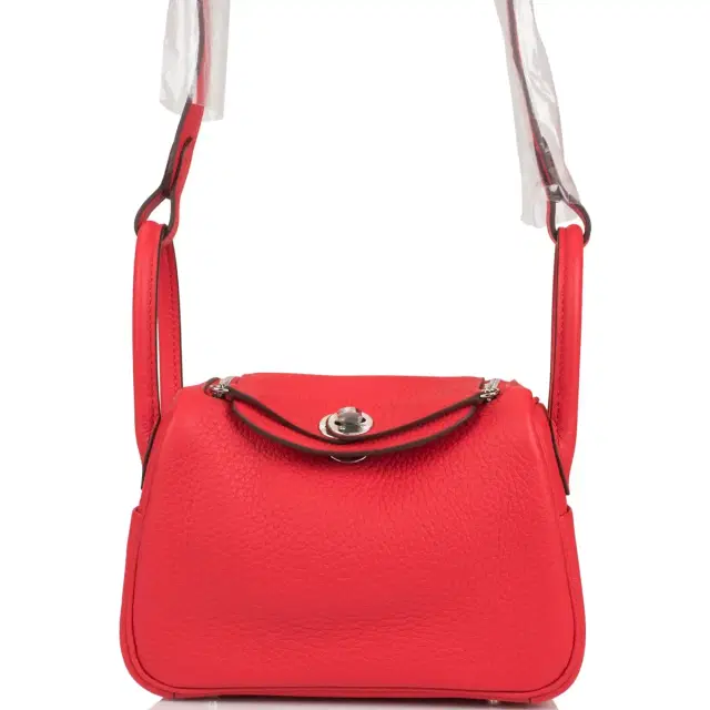 hermes Hermes Rouge de Coeur Clemence Mini Lindy Palladium Hardware