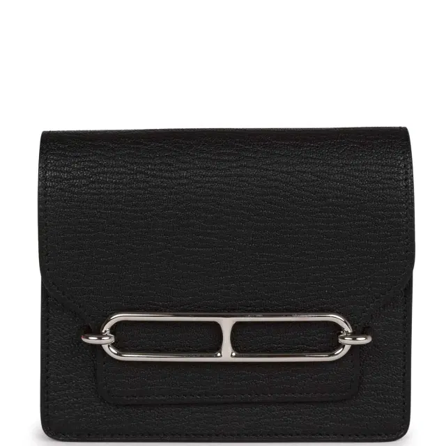hermes Hermes Roulis Slim Wallet Black Chevre Mysore Palladium Hardware