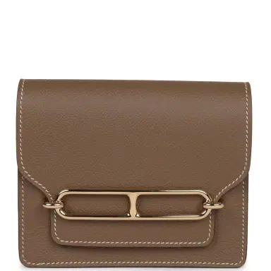 HERMÈS Hermes Roulis Slim Wallet Etoupe Evercolor Gold Hardware | Thumbnail 1 HERMÈS Hermes Roulis Slim Wallet Etoupe Evercolor Gold Hardware | Thumbnail 1