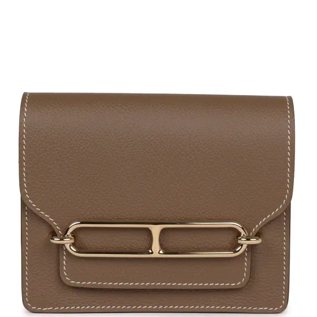 hermes Hermes Roulis Slim Wallet Etoupe Evercolor Gold Hardware