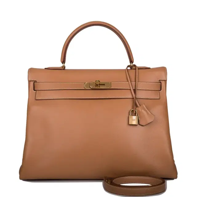 hermes Hermes Vintage Gold Courchevel Retourne Kelly 35cm Gold Hardware (Preloved - Excellent)