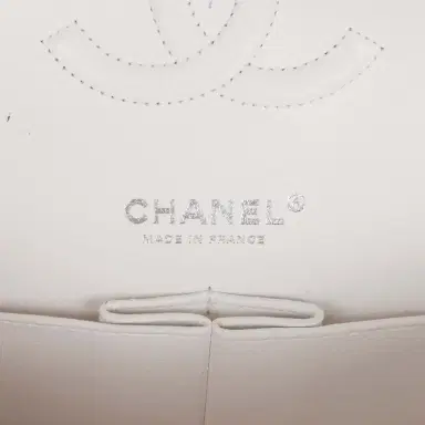 Chanel Pre-owned Chanel Medium Classic Double Flap Bag White, Black, and Pink Tweed Silver Hardware | Thumbnail 9 Chanel Pre-owned Chanel Medium Classic Double Flap Bag White, Black, and Pink Tweed Silver Hardware | Thumbnail 9