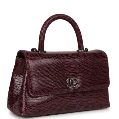 Chanel Pre-owned Chanel Mini Coco Handle Burgundy Lizard Ruthenium Hardware | Thumbnail 2 Chanel Pre-owned Chanel Mini Coco Handle Burgundy Lizard Ruthenium Hardware | Thumbnail 2