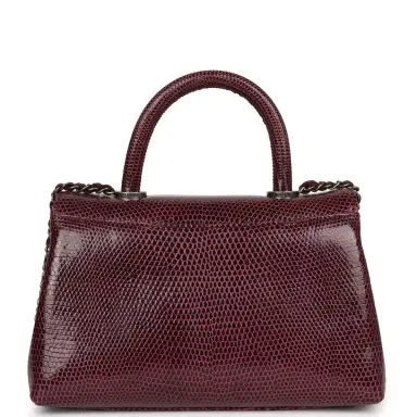 Chanel Pre-owned Chanel Mini Coco Handle Burgundy Lizard Ruthenium Hardware | Thumbnail 4 Chanel Pre-owned Chanel Mini Coco Handle Burgundy Lizard Ruthenium Hardware | Thumbnail 4