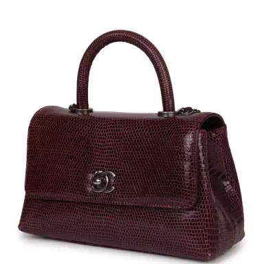 Chanel Pre-owned Chanel Mini Coco Handle Burgundy Lizard Ruthenium Hardware | Thumbnail 5 Chanel Pre-owned Chanel Mini Coco Handle Burgundy Lizard Ruthenium Hardware | Thumbnail 5