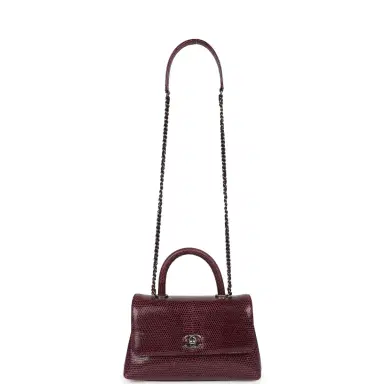 Chanel Pre-owned Chanel Mini Coco Handle Burgundy Lizard Ruthenium Hardware | Thumbnail 6 Chanel Pre-owned Chanel Mini Coco Handle Burgundy Lizard Ruthenium Hardware | Thumbnail 6