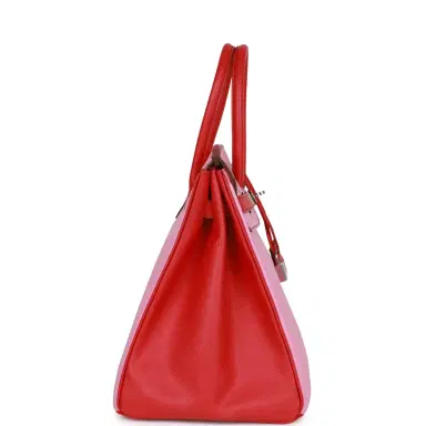 HERMÈS Pre-owned Hermes Special Order (HSS) Birkin 35 Bubblegum and Bougainvillea Epsom Palladium Hardware | Thumbnail 3 HERMÈS Pre-owned Hermes Special Order (HSS) Birkin 35 Bubblegum and Bougainvillea Epsom Palladium Hardware | Thumbnail 3