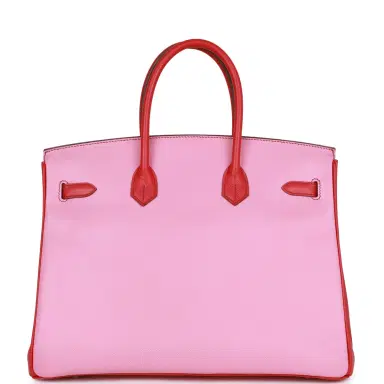 HERMÈS Pre-owned Hermes Special Order (HSS) Birkin 35 Bubblegum and Bougainvillea Epsom Palladium Hardware | Thumbnail 4 HERMÈS Pre-owned Hermes Special Order (HSS) Birkin 35 Bubblegum and Bougainvillea Epsom Palladium Hardware | Thumbnail 4