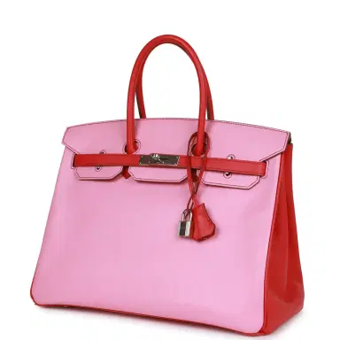 HERMÈS Pre-owned Hermes Special Order (HSS) Birkin 35 Bubblegum and Bougainvillea Epsom Palladium Hardware | Thumbnail 5 HERMÈS Pre-owned Hermes Special Order (HSS) Birkin 35 Bubblegum and Bougainvillea Epsom Palladium Hardware | Thumbnail 5