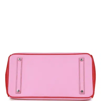 HERMÈS Pre-owned Hermes Special Order (HSS) Birkin 35 Bubblegum and Bougainvillea Epsom Palladium Hardware | Thumbnail 6 HERMÈS Pre-owned Hermes Special Order (HSS) Birkin 35 Bubblegum and Bougainvillea Epsom Palladium Hardware | Thumbnail 6
