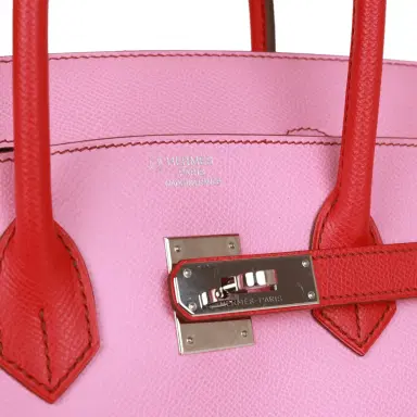 HERMÈS Pre-owned Hermes Special Order (HSS) Birkin 35 Bubblegum and Bougainvillea Epsom Palladium Hardware | Thumbnail 7 HERMÈS Pre-owned Hermes Special Order (HSS) Birkin 35 Bubblegum and Bougainvillea Epsom Palladium Hardware | Thumbnail 7