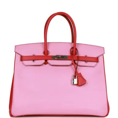 HERMÈS Pre-owned Hermes Special Order (HSS) Birkin 35 Bubblegum and Bougainvillea Epsom Palladium Hardware | Thumbnail 1 HERMÈS Pre-owned Hermes Special Order (HSS) Birkin 35 Bubblegum and Bougainvillea Epsom Palladium Hardware | Thumbnail 1