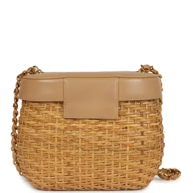 Chanel Vintage Chanel Basket Bag Beige Lambskin and Rattan Wicker Gold Hardware | Thumbnail 4 Chanel Vintage Chanel Basket Bag Beige Lambskin and Rattan Wicker Gold Hardware | Thumbnail 4