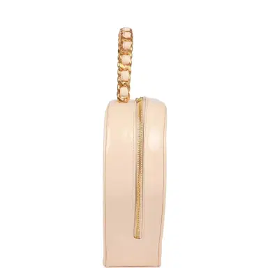 Chanel Vintage Chanel Heart Vanity Bag Beige and Black Patent Antique Gold Hardware | Thumbnail 3