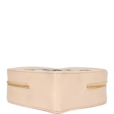 Chanel Vintage Chanel Heart Vanity Bag Beige and Black Patent Antique Gold Hardware | Thumbnail 6