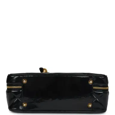 Chanel Vintage Chanel Lunchbox Vanity Black Patent Leather Gold Hardware | Thumbnail 8