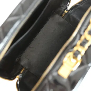 Chanel Vintage Chanel Lunchbox Vanity Black Patent Leather Gold Hardware | Thumbnail 9
