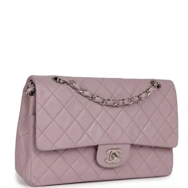 Chanel Vintage Chanel Medium Classic Double Flap Purple Lambskin Silver Hardware | Thumbnail 2 Chanel Vintage Chanel Medium Classic Double Flap Purple Lambskin Silver Hardware | Thumbnail 2