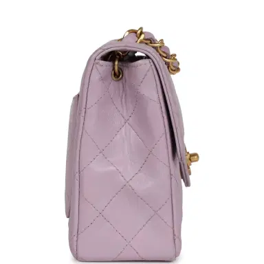 Chanel Vintage Chanel Mini Square Flap Bag Light Purple Lambskin Matte Gold Hardware | Thumbnail 3 Chanel Vintage Chanel Mini Square Flap Bag Light Purple Lambskin Matte Gold Hardware | Thumbnail 3