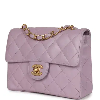 Chanel Vintage Chanel Mini Square Flap Bag Light Purple Lambskin Matte Gold Hardware | Thumbnail 5 Chanel Vintage Chanel Mini Square Flap Bag Light Purple Lambskin Matte Gold Hardware | Thumbnail 5