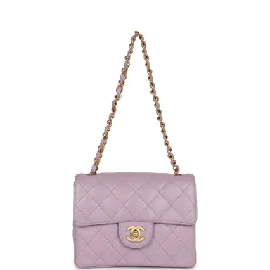 Chanel Vintage Chanel Mini Square Flap Bag Light Purple Lambskin Matte Gold Hardware | Thumbnail 7 Chanel Vintage Chanel Mini Square Flap Bag Light Purple Lambskin Matte Gold Hardware | Thumbnail 7
