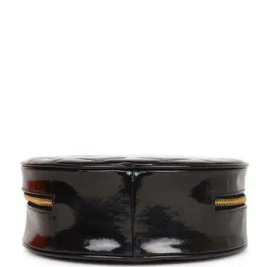 Chanel Vintage Chanel Round Vanity Bag Black and White Patent Leather Antique Gold Hardware | Thumbnail 7