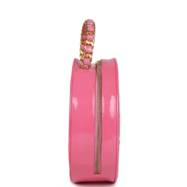Chanel Vintage Chanel Round Vanity Bag Pink and Black Patent Leather Antique Gold Hardware | Thumbnail 3 Chanel Vintage Chanel Round Vanity Bag Pink and Black Patent Leather Antique Gold Hardware | Thumbnail 3