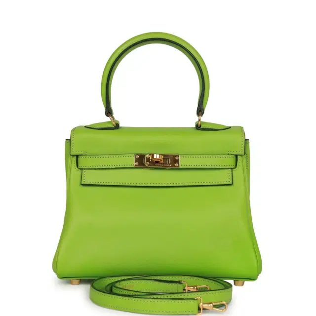 hermes Vintage Hermes Kelly Retourne 20 Vert Cru Gulliver Gold Hardware