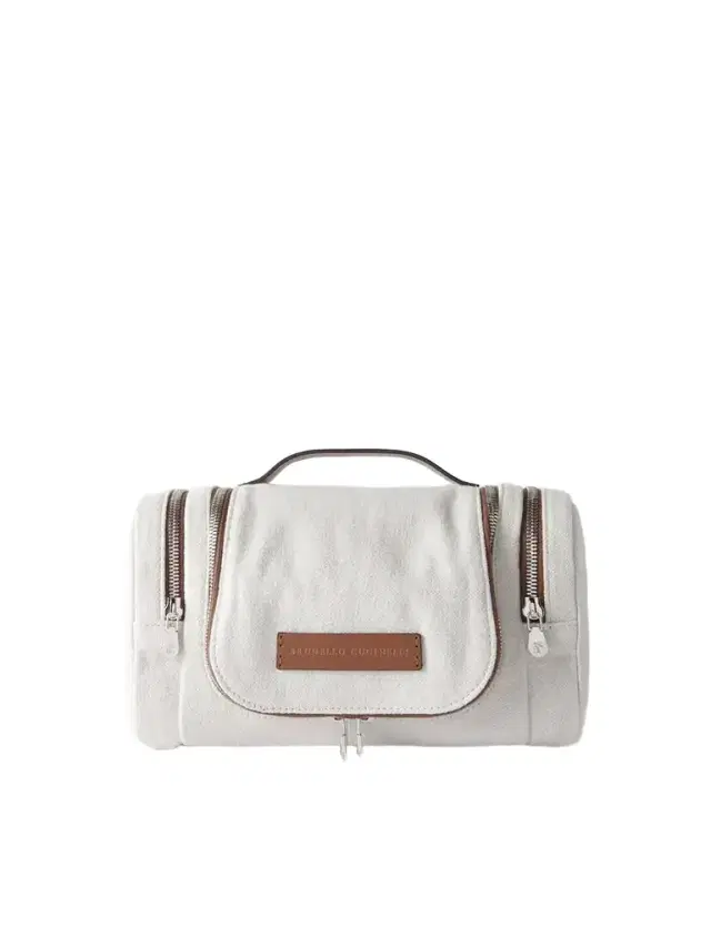 Brunello Cucinelli Leather-trimmed Cotton And Linen-blend Canvas Cosmetics Case