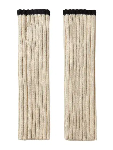 TOTEME Two-tone Ribbed Wool Fingerless Gloves | Thumbnail 1 TOTEME Two-tone Ribbed Wool Fingerless Gloves | Thumbnail 1