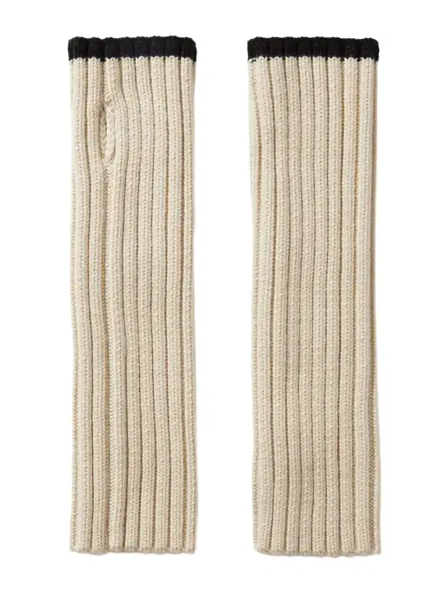 Two-tone Ribbed Wool Fingerless Gloves