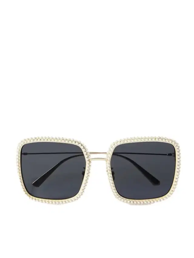 Missdior S2u Embellished Oversized Square-frame Gold-tone Sunglasses