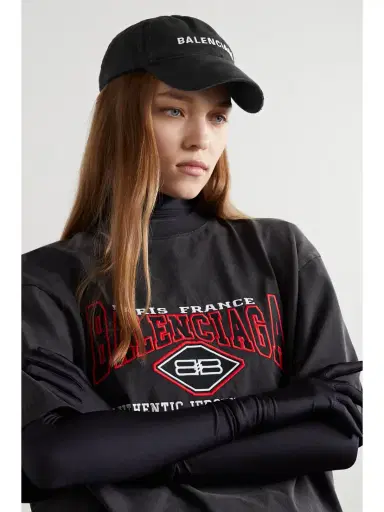 Balenciaga Distressed Embroidered Cotton-twill Baseball Cap | Thumbnail 2