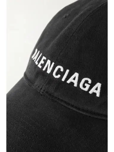 Balenciaga Distressed Embroidered Cotton-twill Baseball Cap | Thumbnail 4