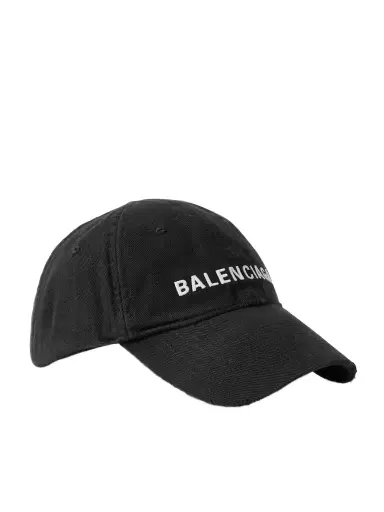 Balenciaga Distressed Embroidered Cotton-twill Baseball Cap | Thumbnail 1