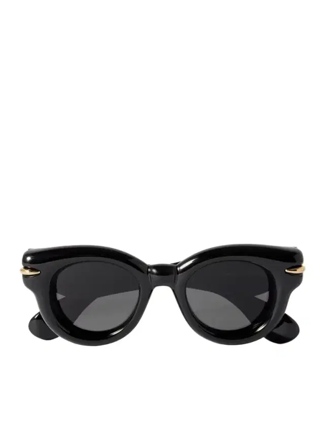 Inflated Gold-tone Embellished Cat-eye Acetate Sunglasses